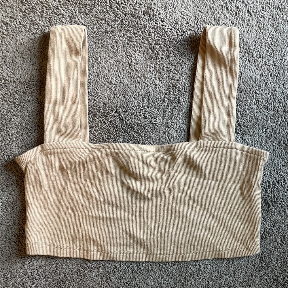 Fashion Nova Tan Ribbed Tank Top